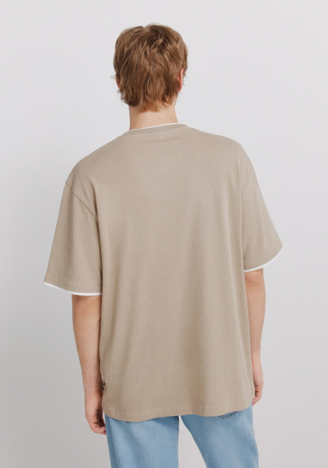 Double Neck T-Shirt - Beige
