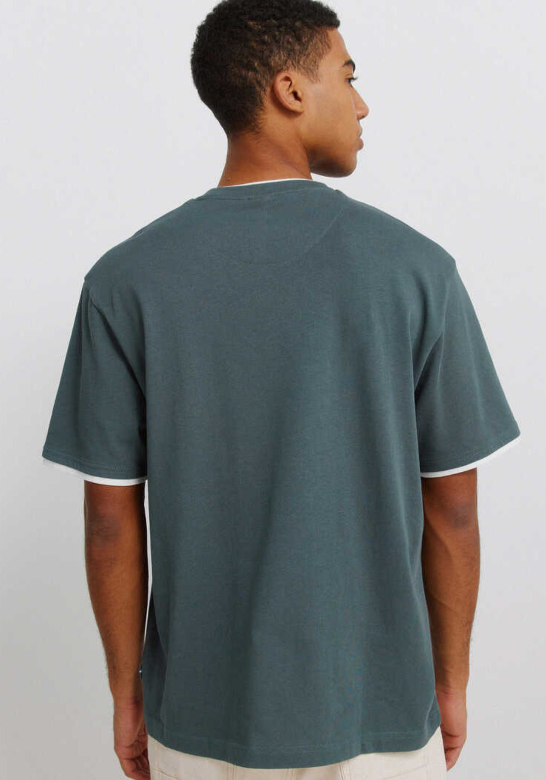 Springfield Boxy Double Neck T-Shirt - Blue 2 Shaws Department Stores