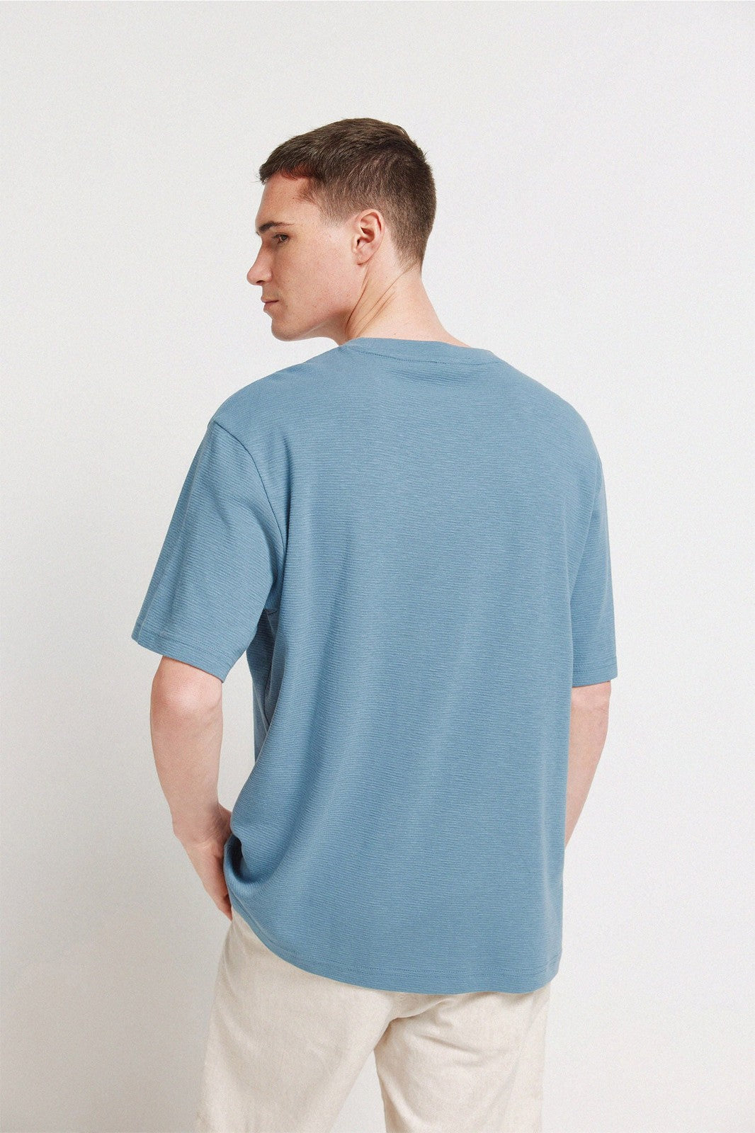 Short Sleeve Textured T-Shirt - Blue