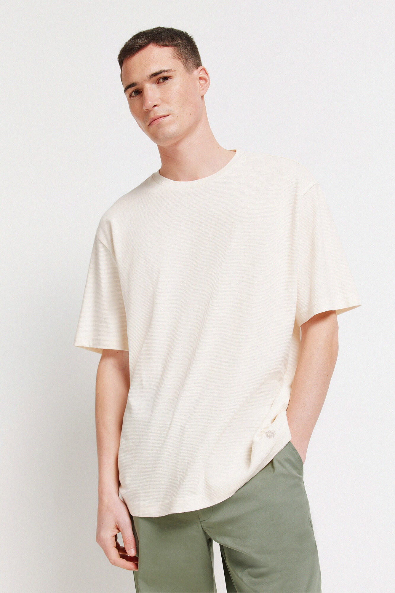 Short Sleeve Textured T-Shirt - White