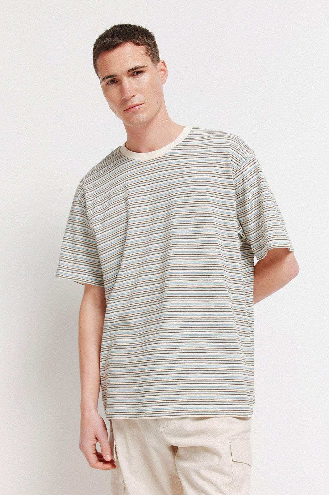 Short Sleeve Stripe T-Shirt - White