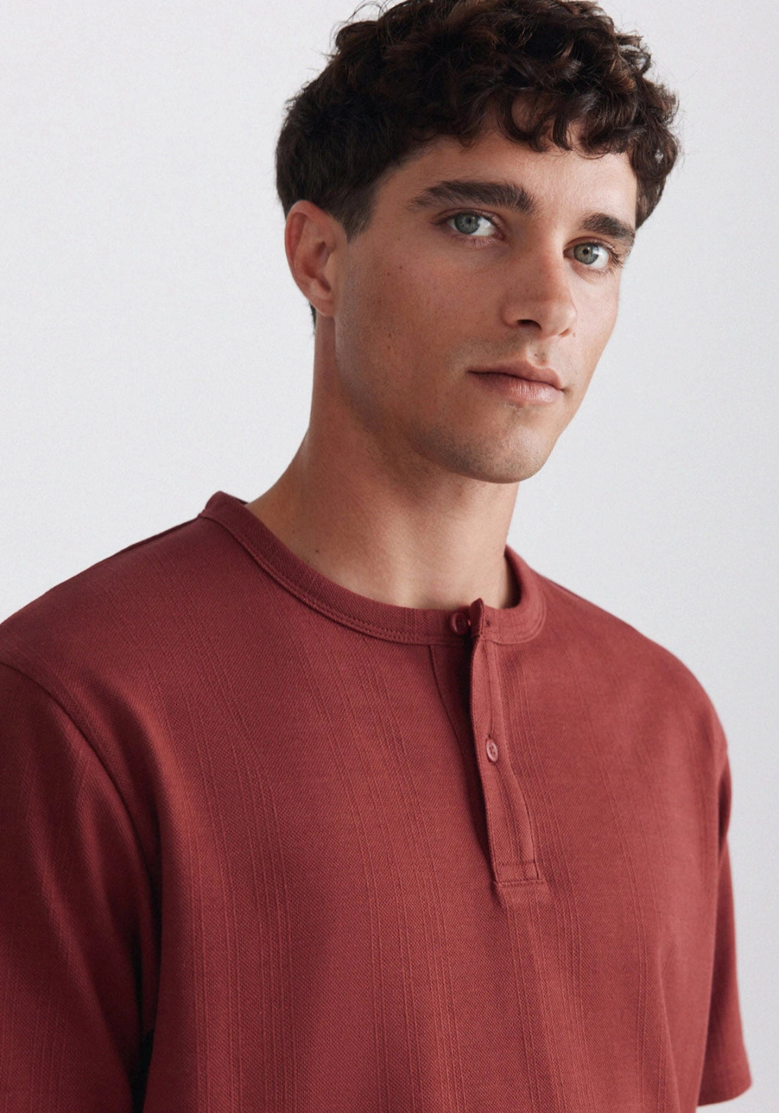 Pique Mandarin Collar Tee - Orange