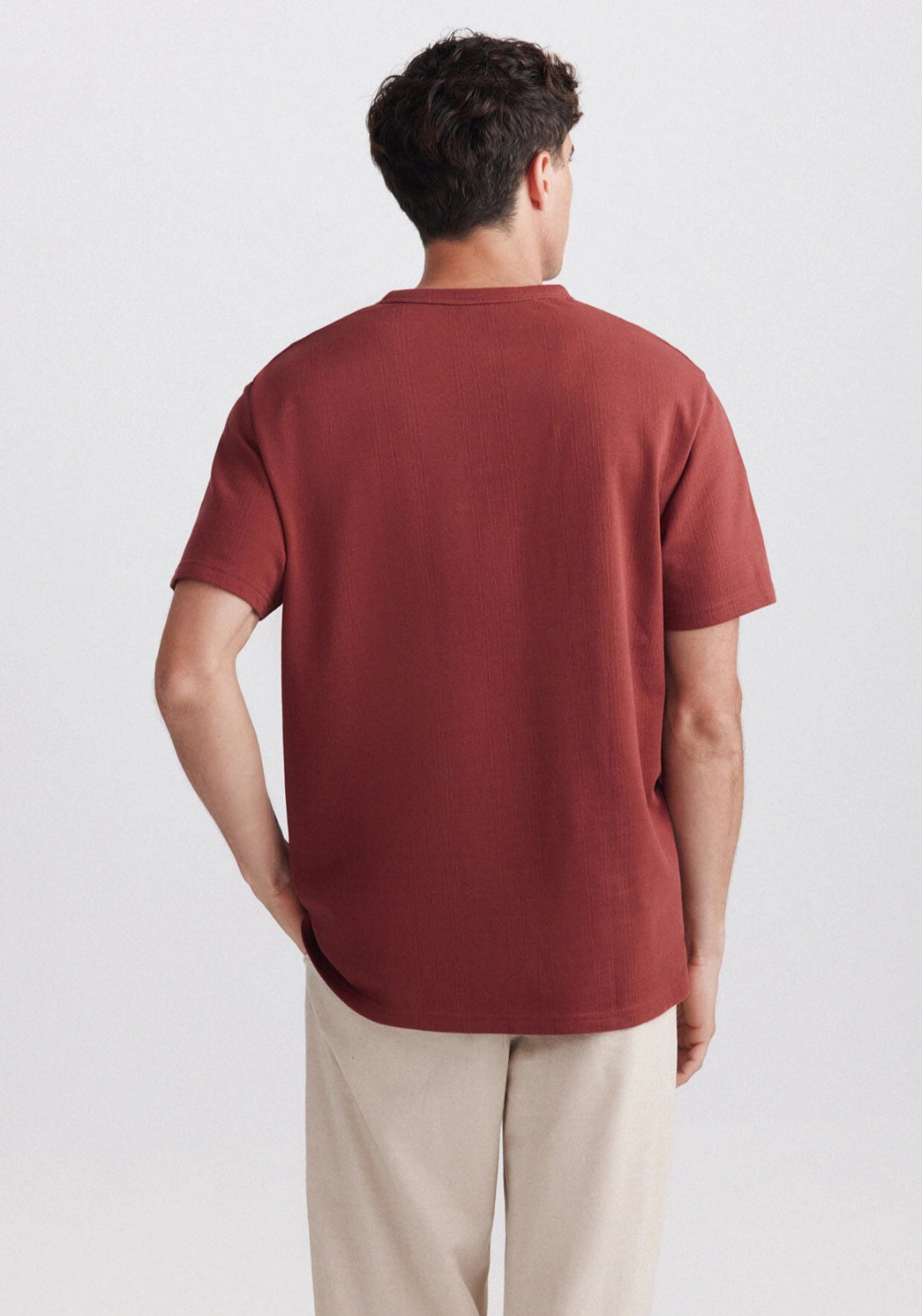 Pique Mandarin Collar Tee - Orange