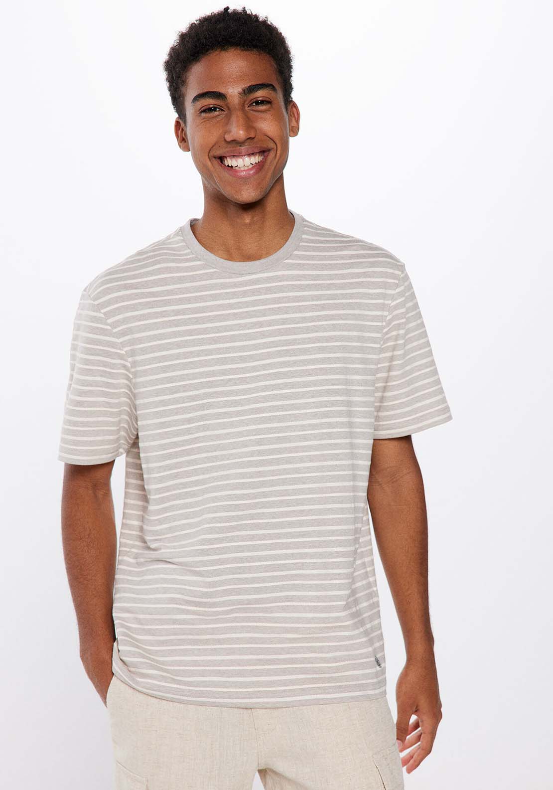 Springfield Textured stripe T-shirt 1 Shaws Department Stores