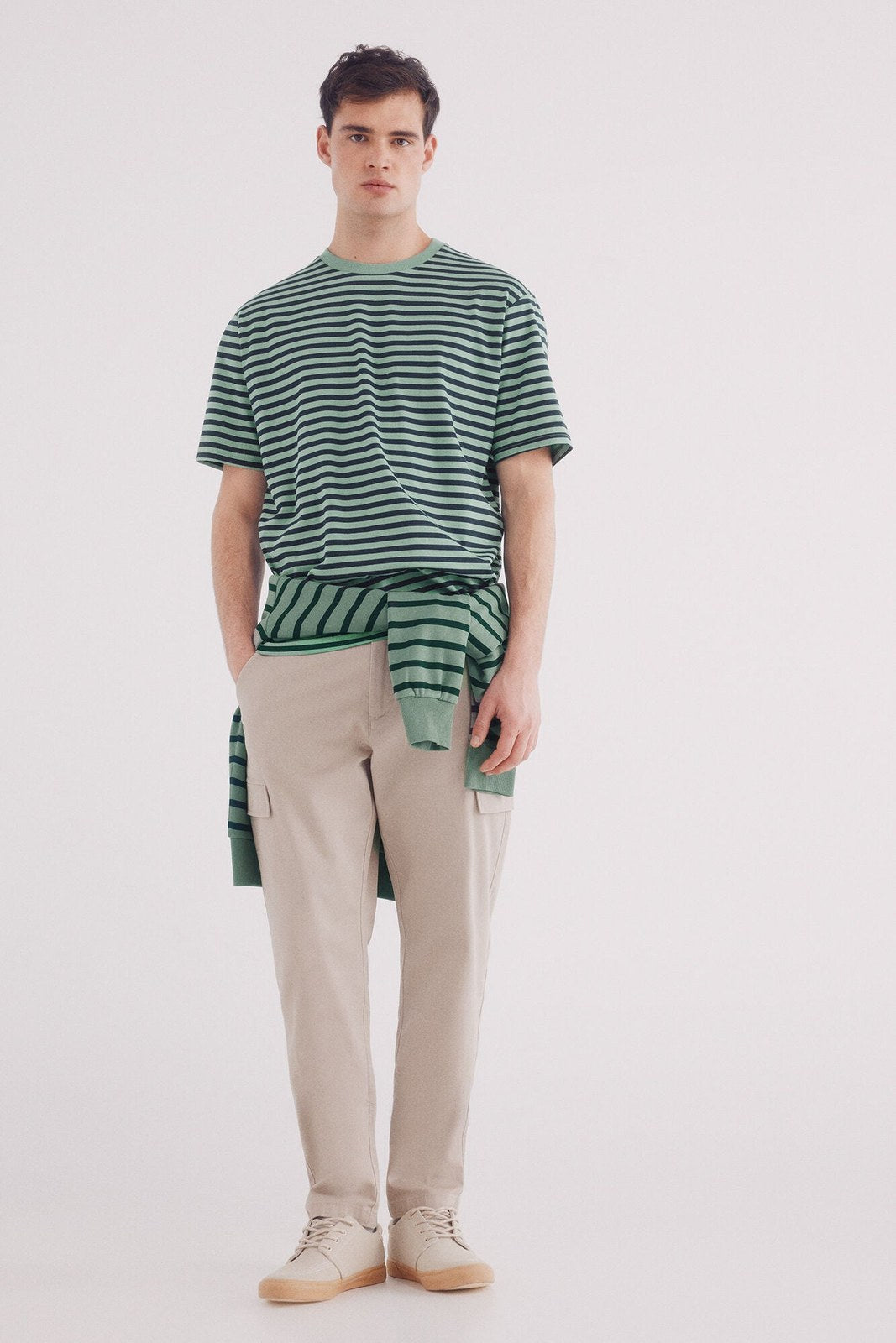 Springfield Striped printed striped -shirt - Green 2 Shaws Department Stores