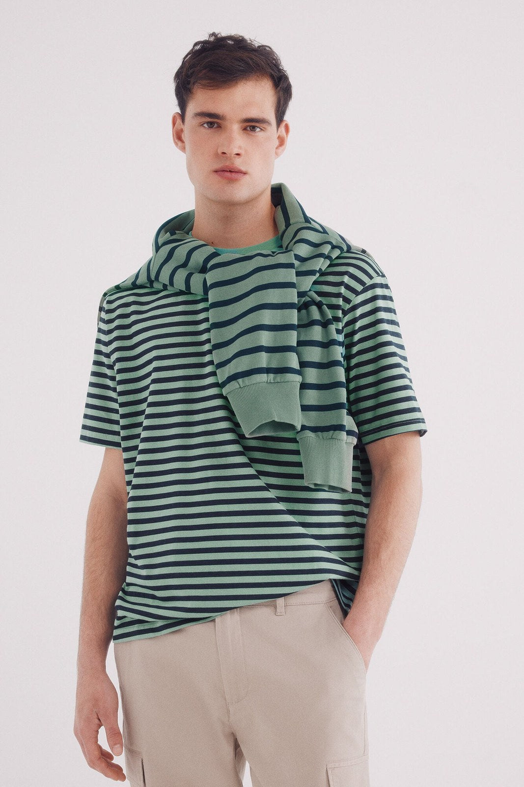 Springfield Striped printed striped -shirt - Green 4 Shaws Department Stores