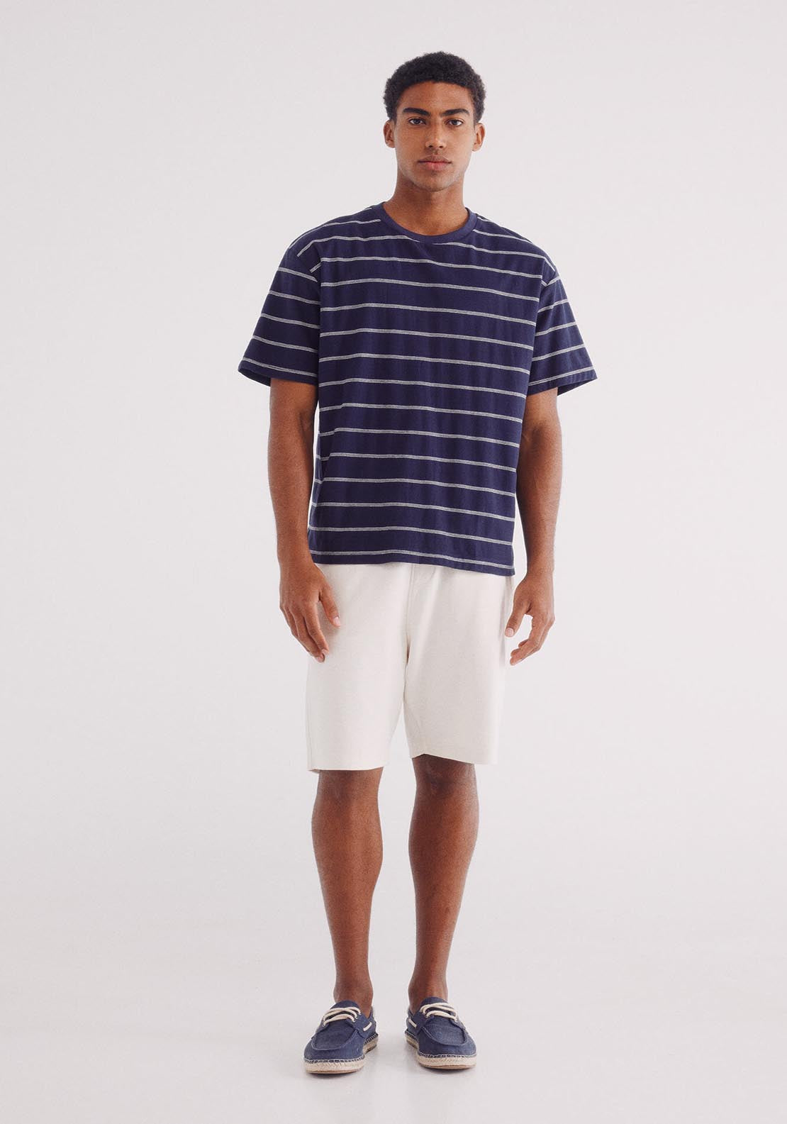 Springfield Striped Slub Cotton T-Shirt - Blue 3 Shaws Department Stores