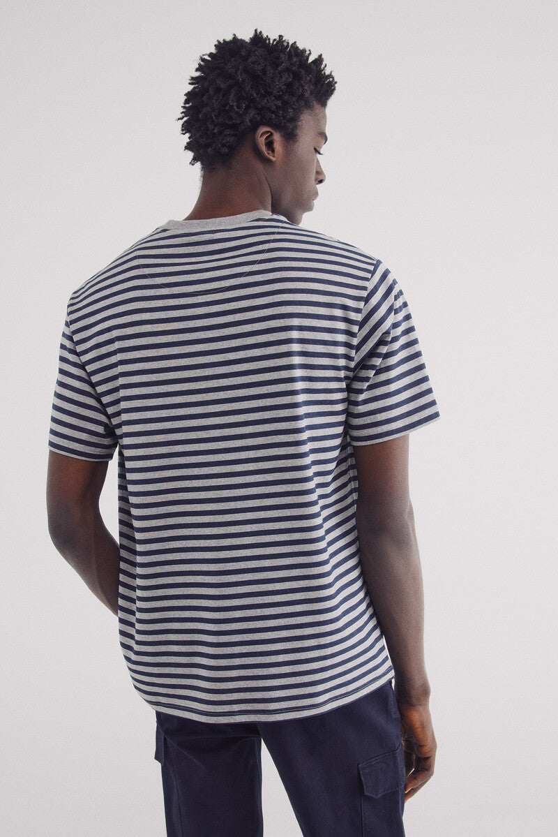 Springfield Striped printed striped -shirt - Grey 2 Shaws Department Stores