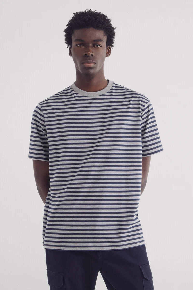 Springfield Striped printed striped -shirt - Grey 1 Shaws Department Stores
