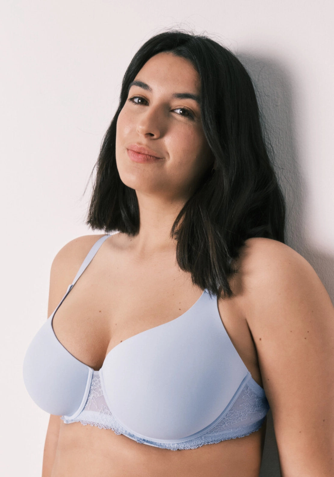 Classic Microfibre &amp; Lace Bra - Blue