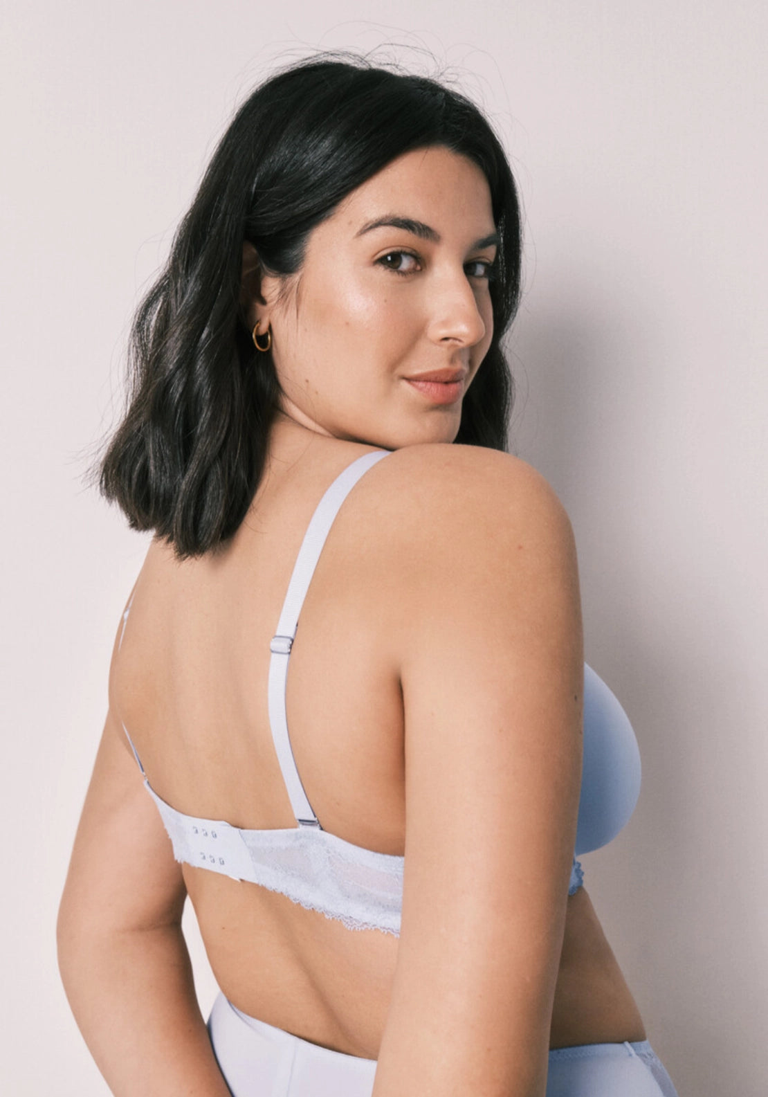 Classic Microfibre &amp; Lace Bra - Blue