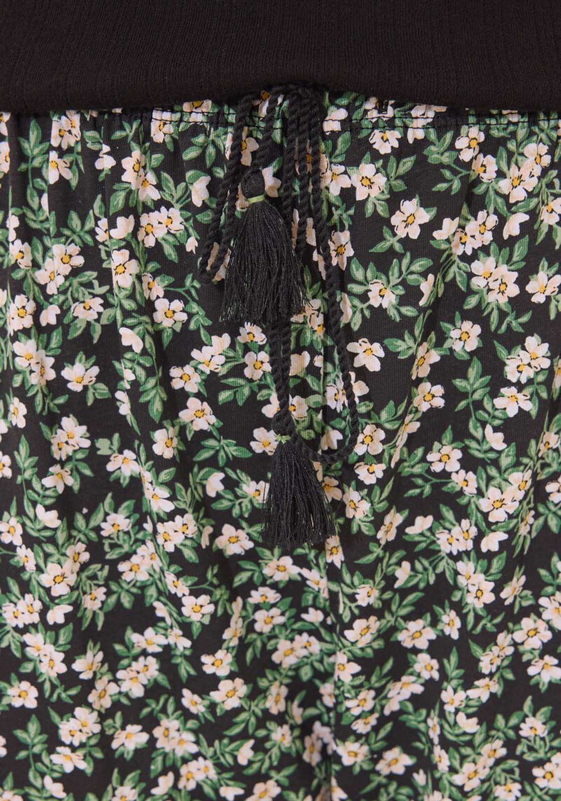 Short Sleeves Long Pant Pyjama - Black