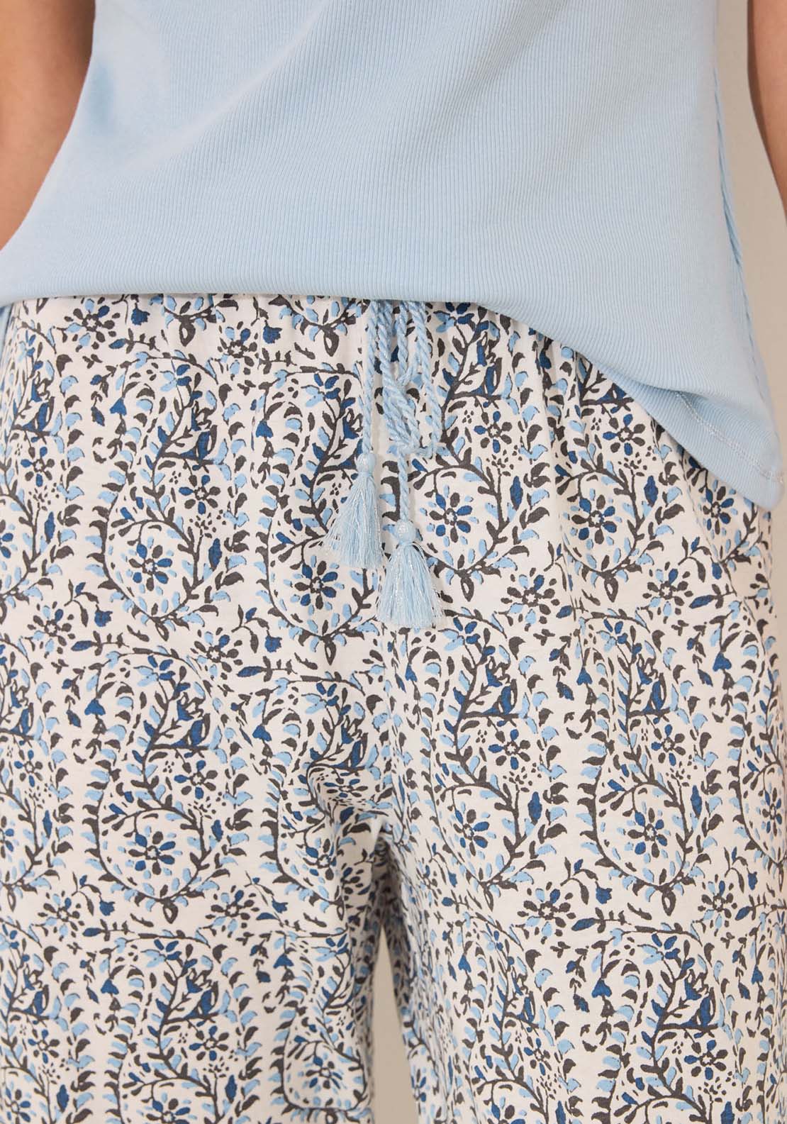 Short Sleeves Capri Pant Pyjama - Blue