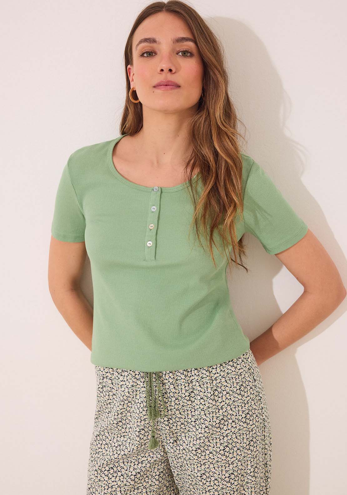 Short Sleeves Long Pant Pyjama - Green