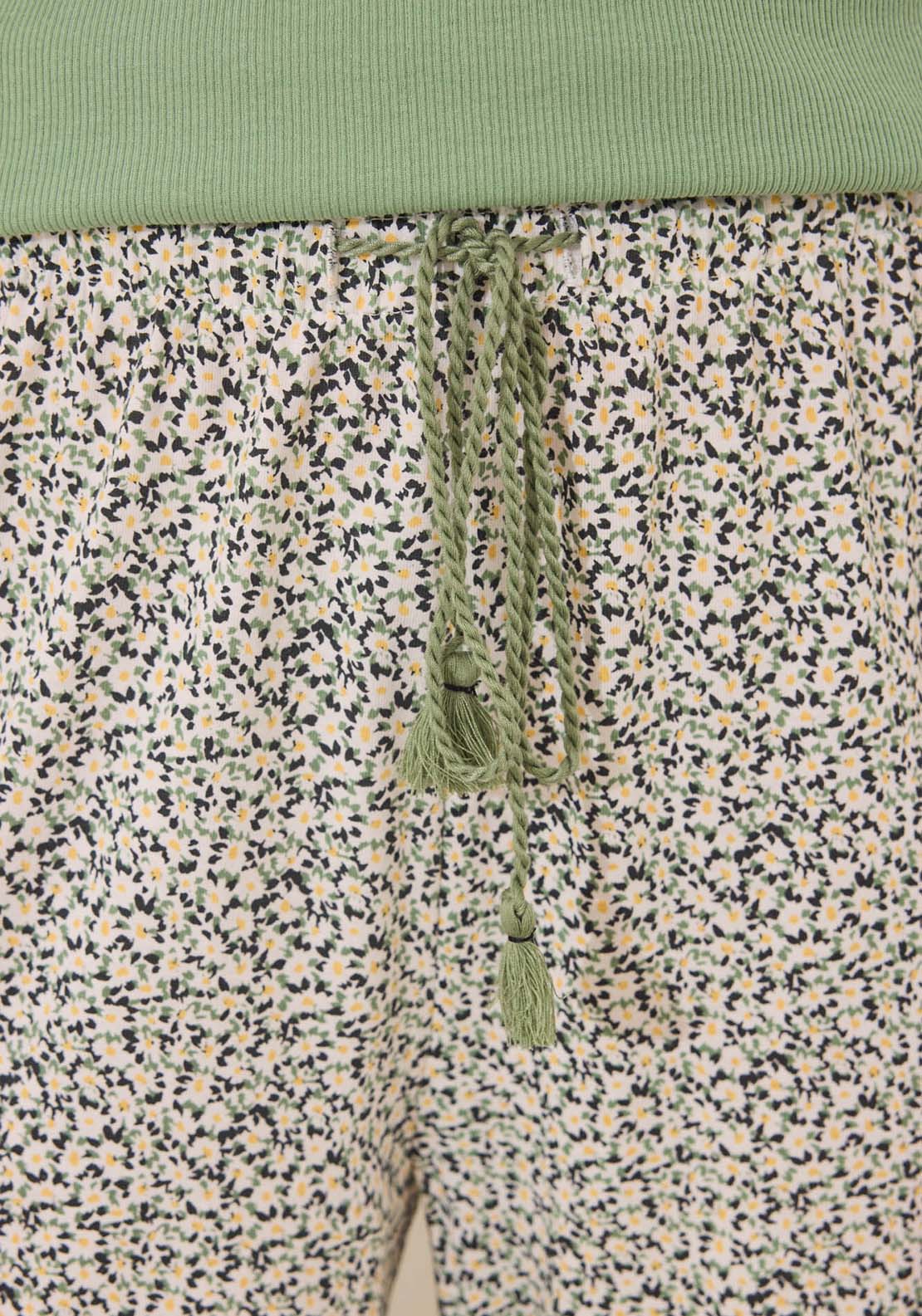 Short Sleeves Long Pant Pyjama - Green
