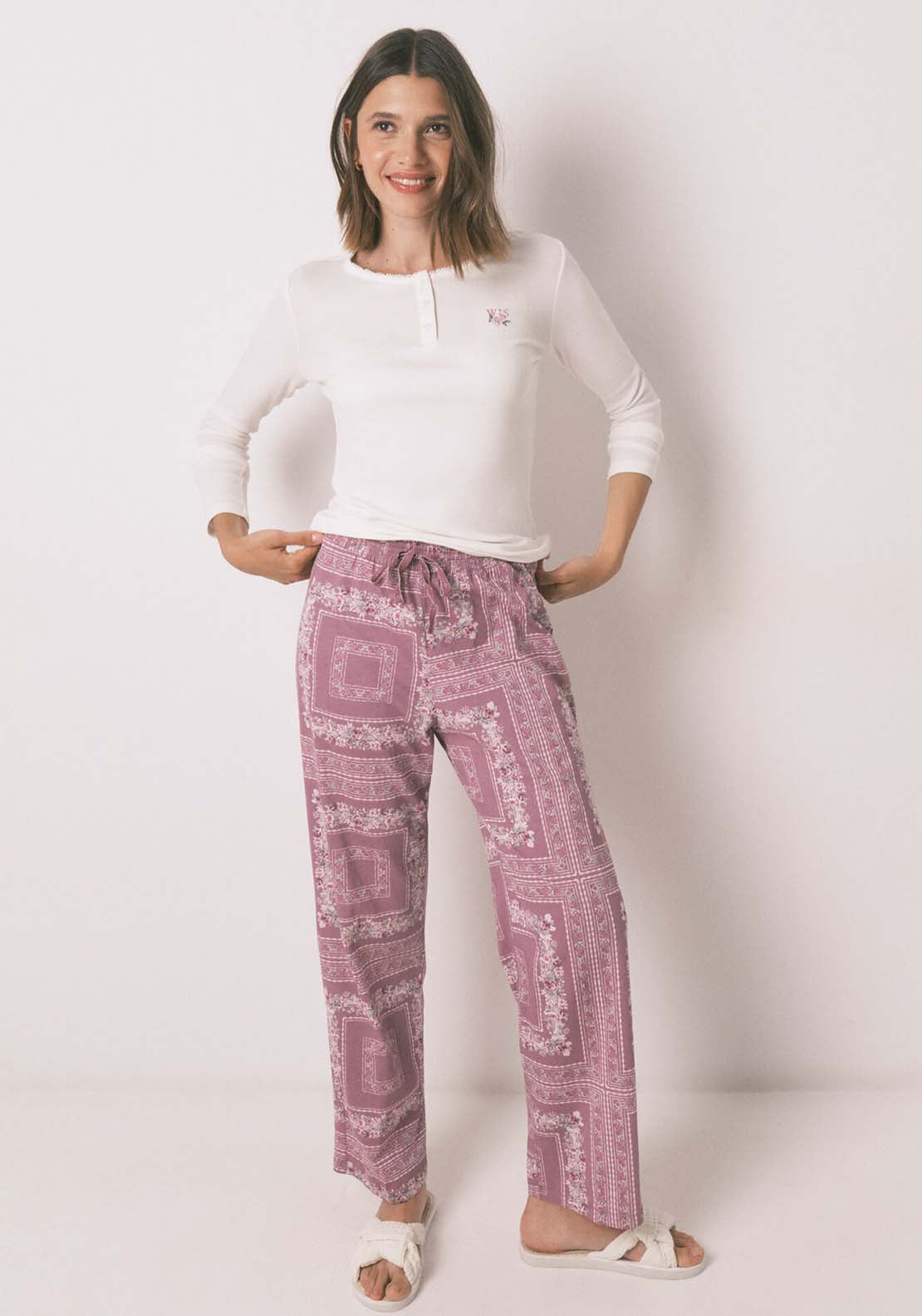 Long Sleeves Long Pant Pyjama - Ivory