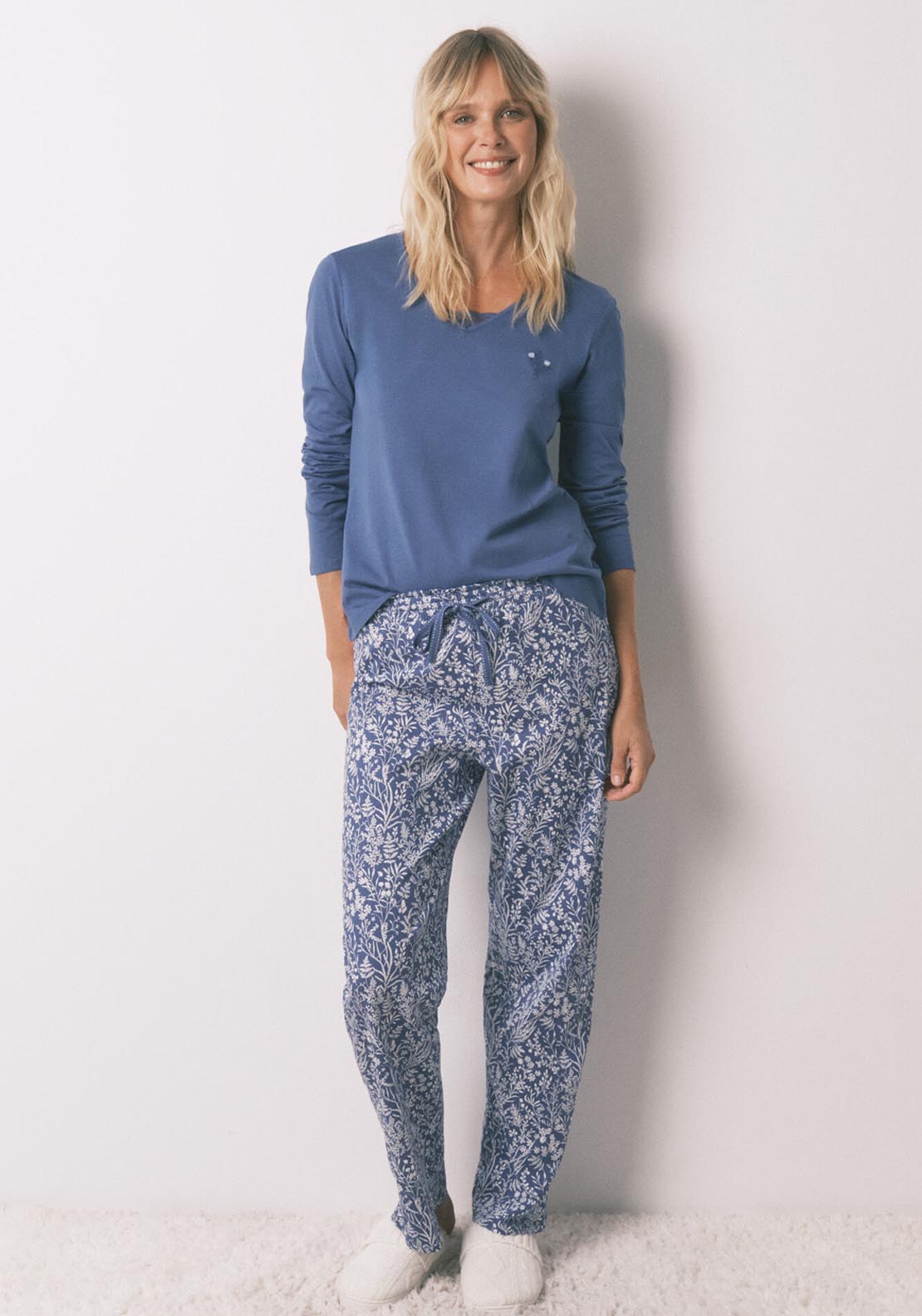 Womensecret Long Sleeves Long Pant Pyjama - Blue 1 Shaws Department Stores