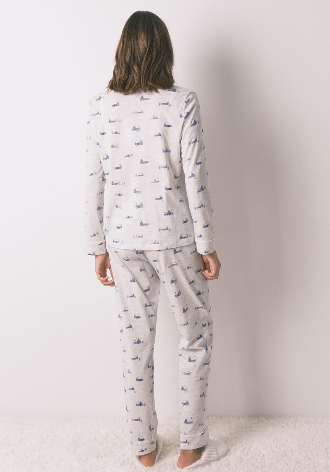 Womensecret Long Sleeves Masculine Pyjama - Grey 2 Shaws Department Stores