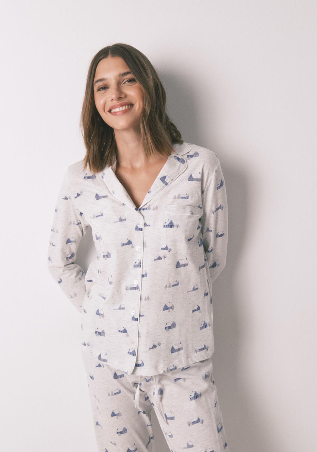 Womensecret Long Sleeves Masculine Pyjama - Grey 3 Shaws Department Stores