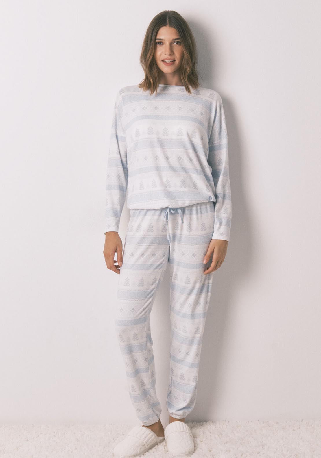 Womensecret Long Sleeves Long Pant Pyjama - Blue 1 Shaws Department Stores