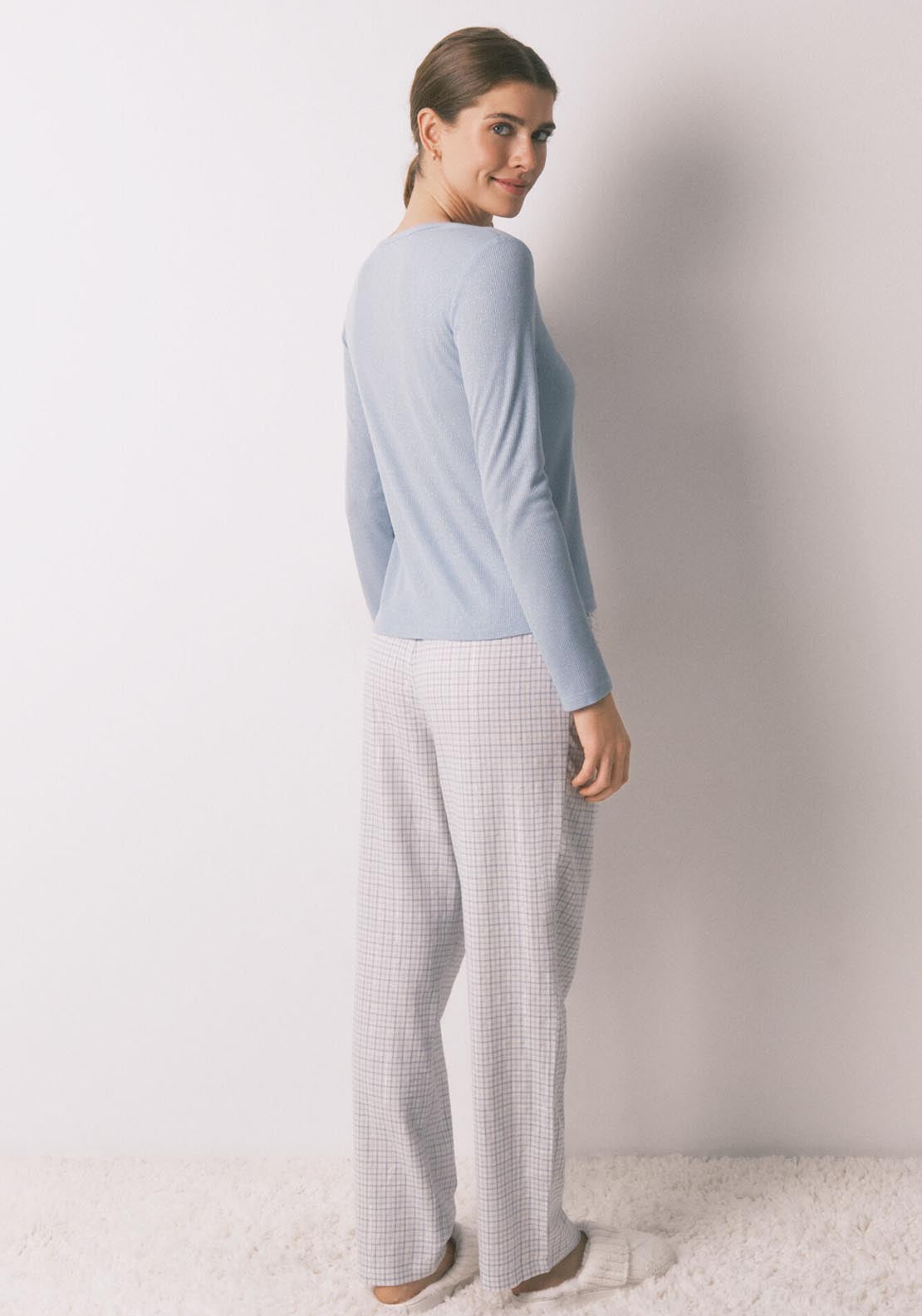 Womensecret Long Sleeves Long Pant Pyjama - Blue 2 Shaws Department Stores