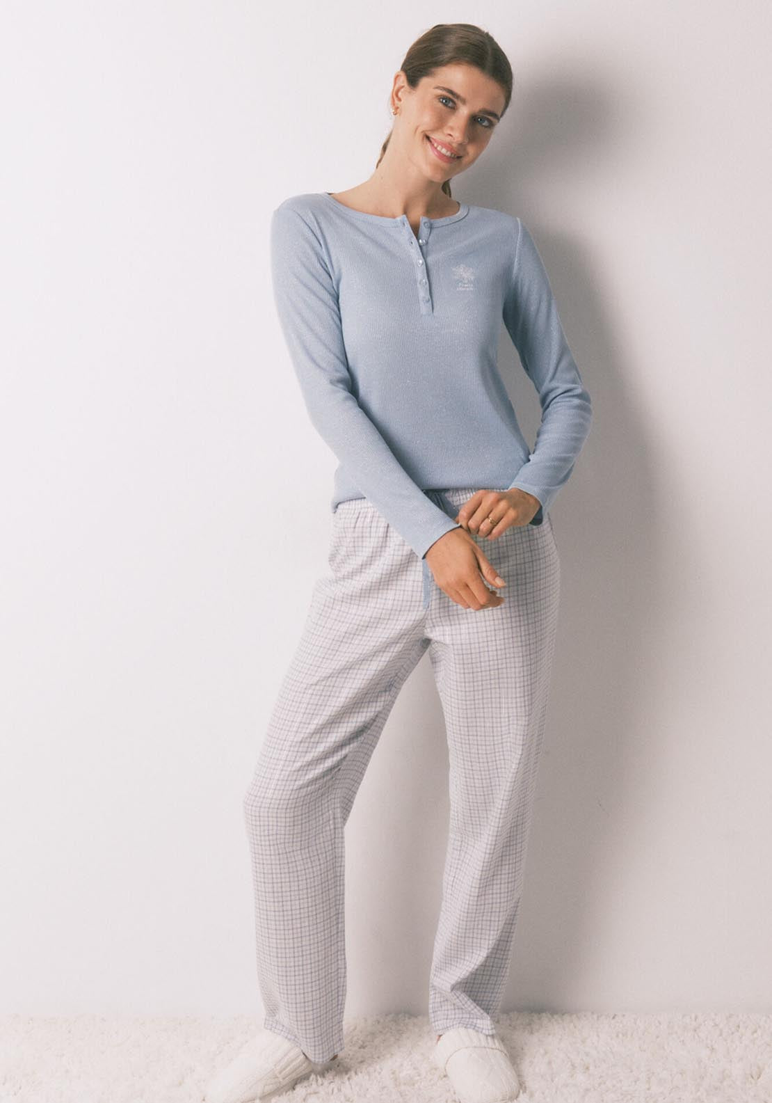 Womensecret Long Sleeves Long Pant Pyjama - Blue 1 Shaws Department Stores