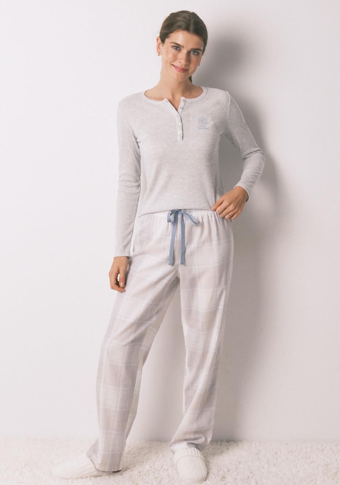 Womensecret Long Sleeves Long Pant Pyjama - Grey 1 Shaws Department Stores