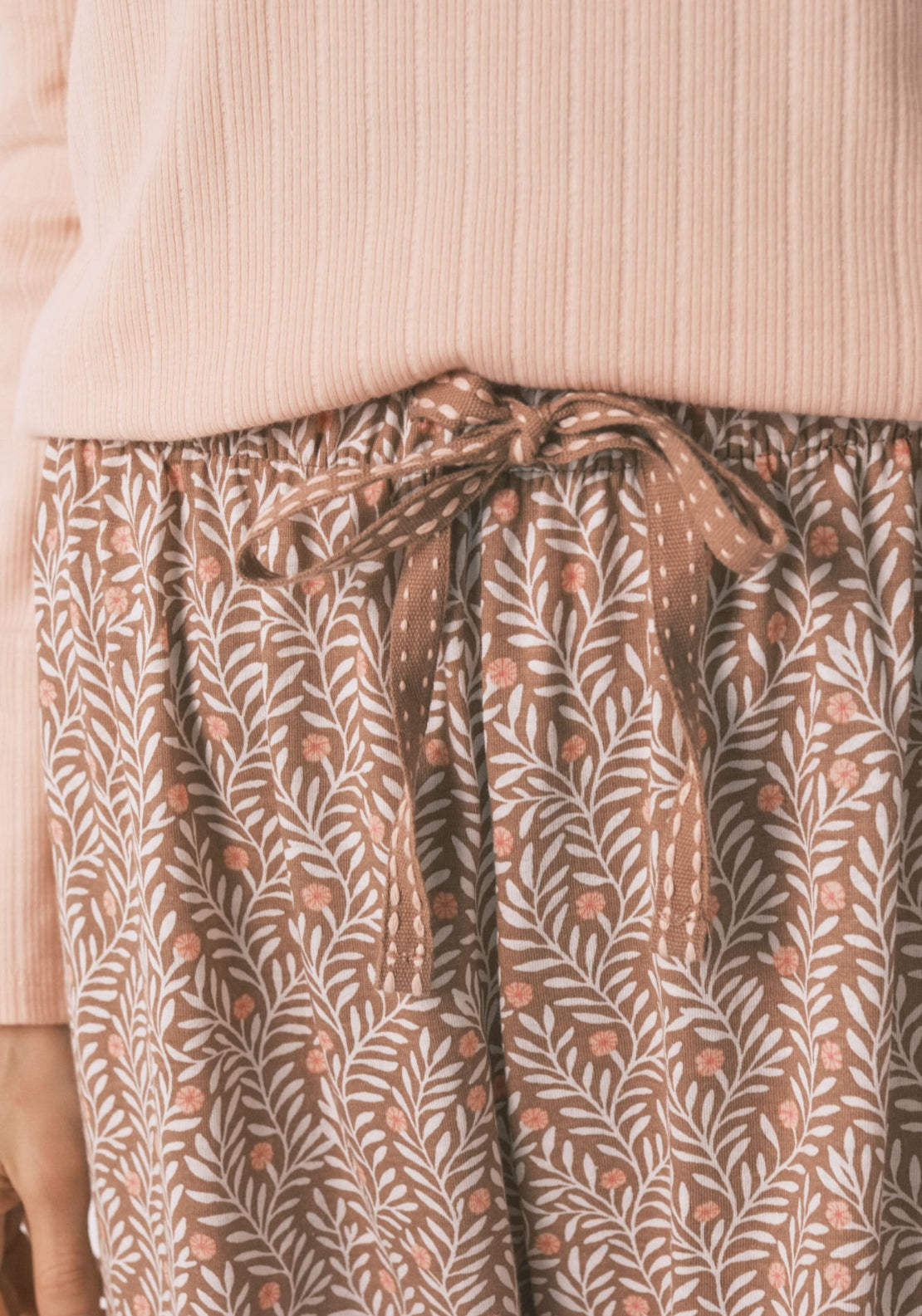 Cotton Floral Print Long Pyjamas - Orange