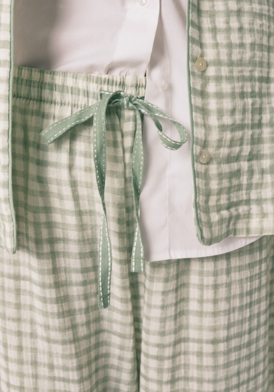 100% Cotton Plaid Classic Long Pyjamas - Green