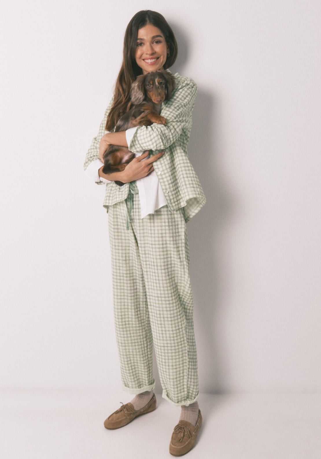 100% Cotton Plaid Classic Long Pyjamas - Green