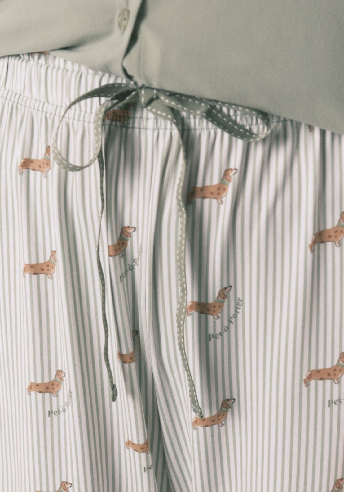 Soft Jersey-Knit Dog-Print Long Pyjamas - Green