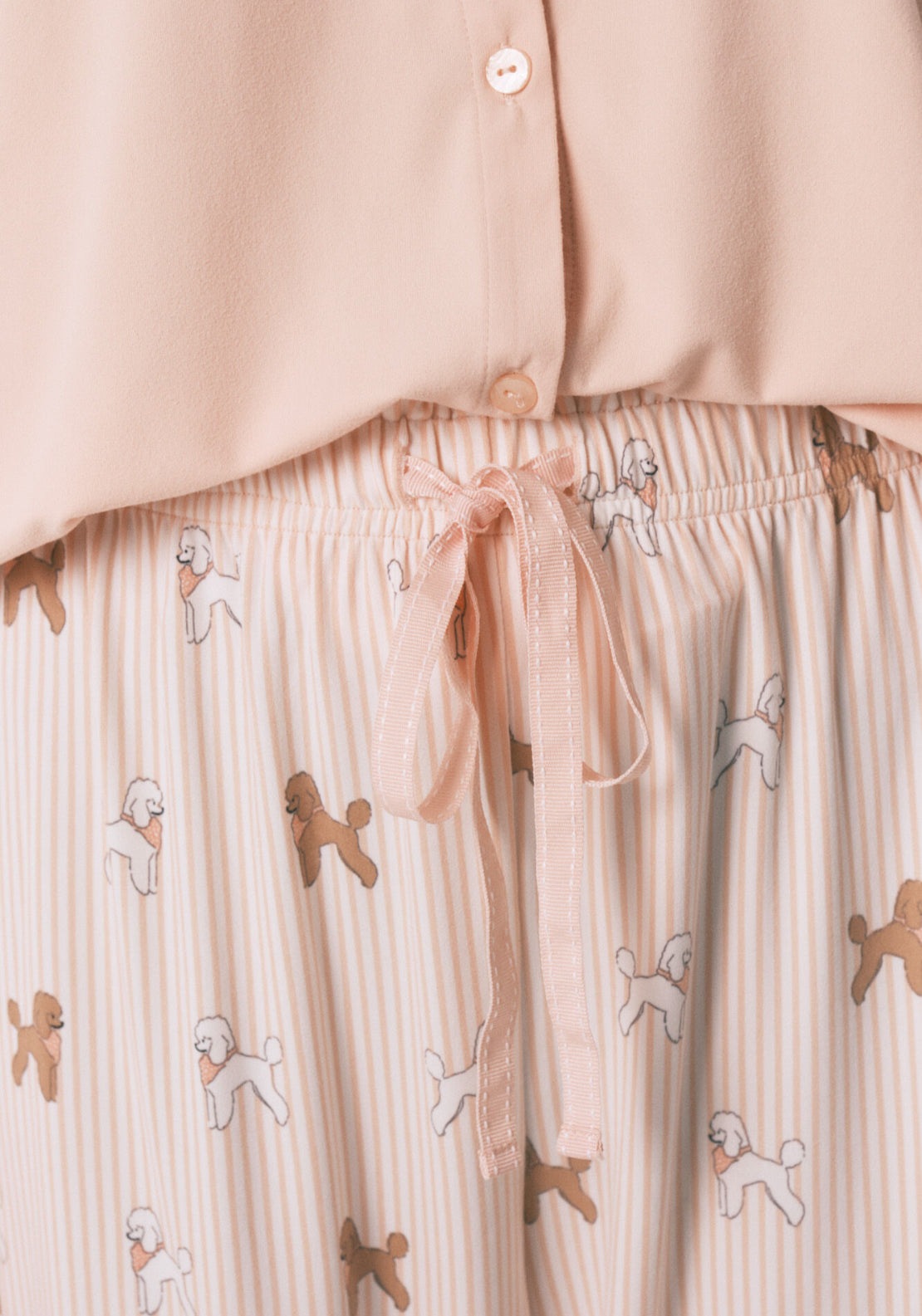 Soft Knit Dog Print Long Pyjamas - Orange