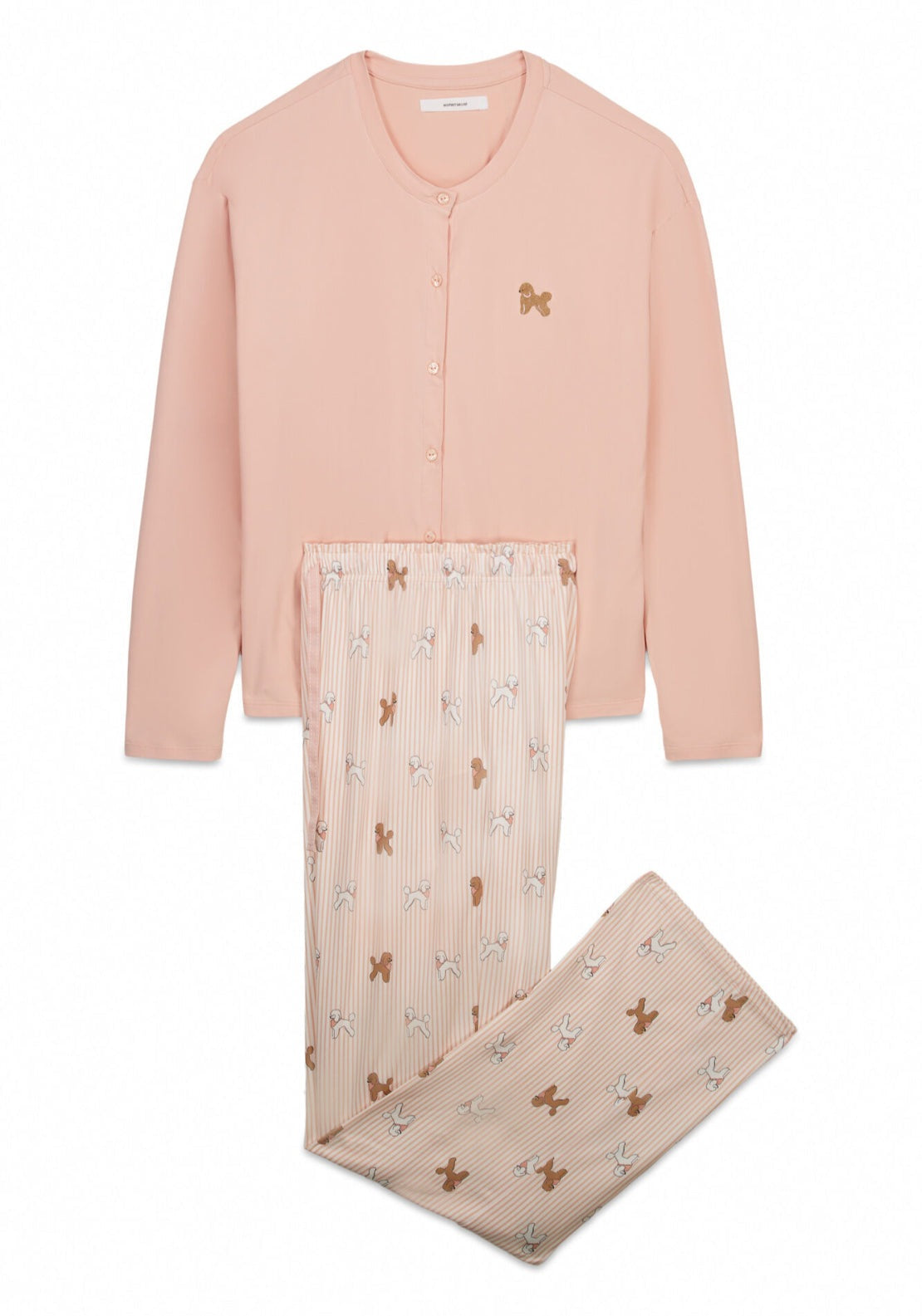 Soft Knit Dog Print Long Pyjamas - Orange