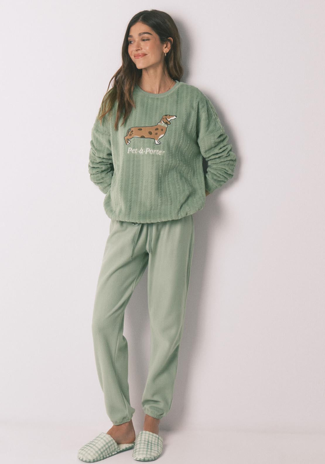 Fleece Long Pyjamas - Green