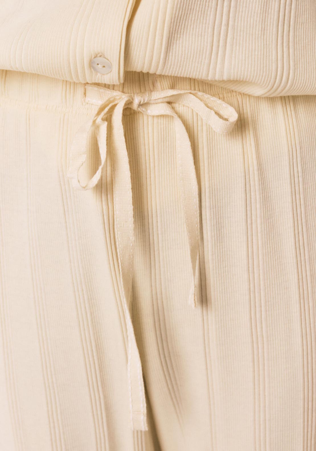 Ribbed Cotton Classic Pyjamas - Ivory