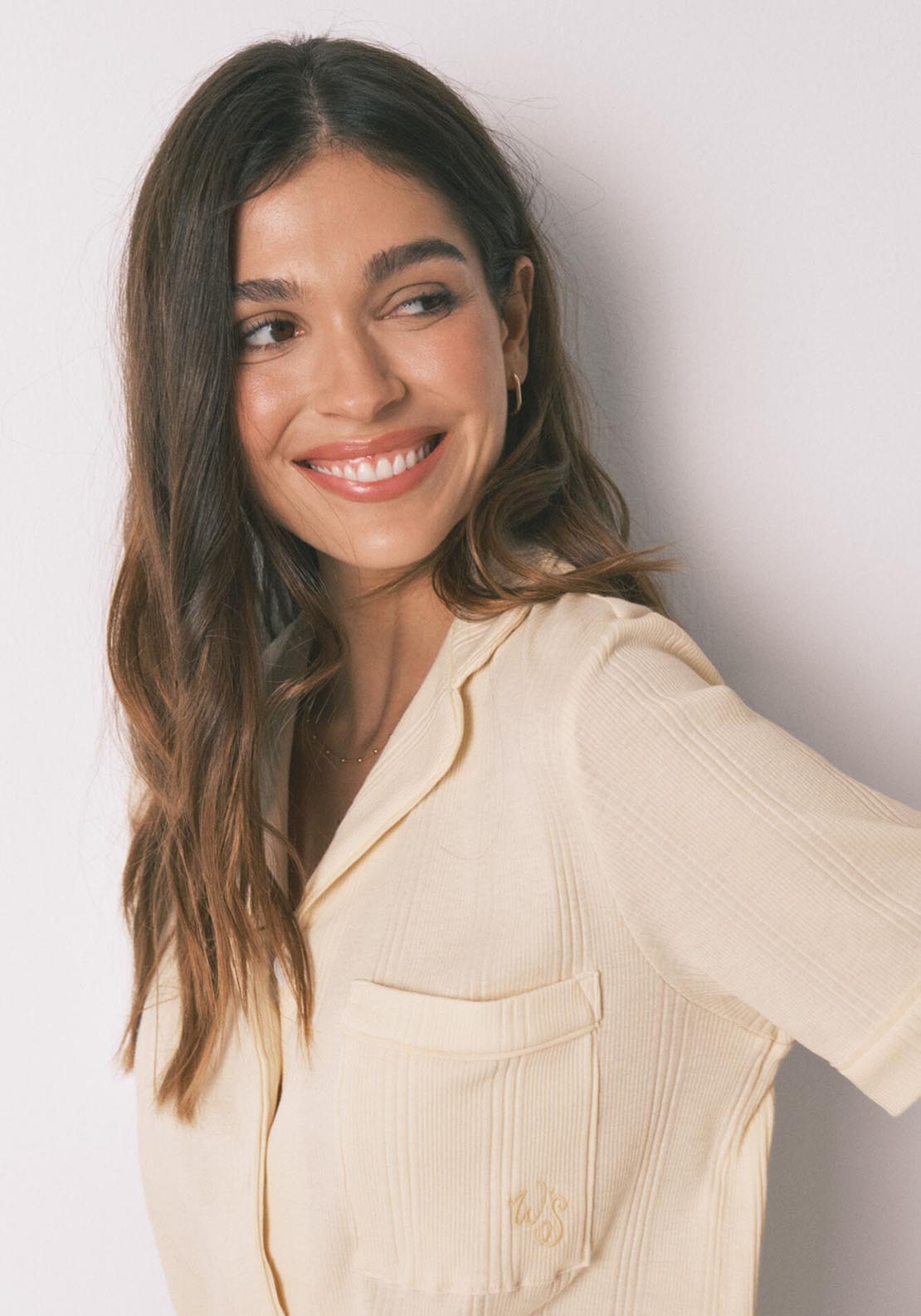 Ribbed Cotton Classic Pyjamas - Ivory