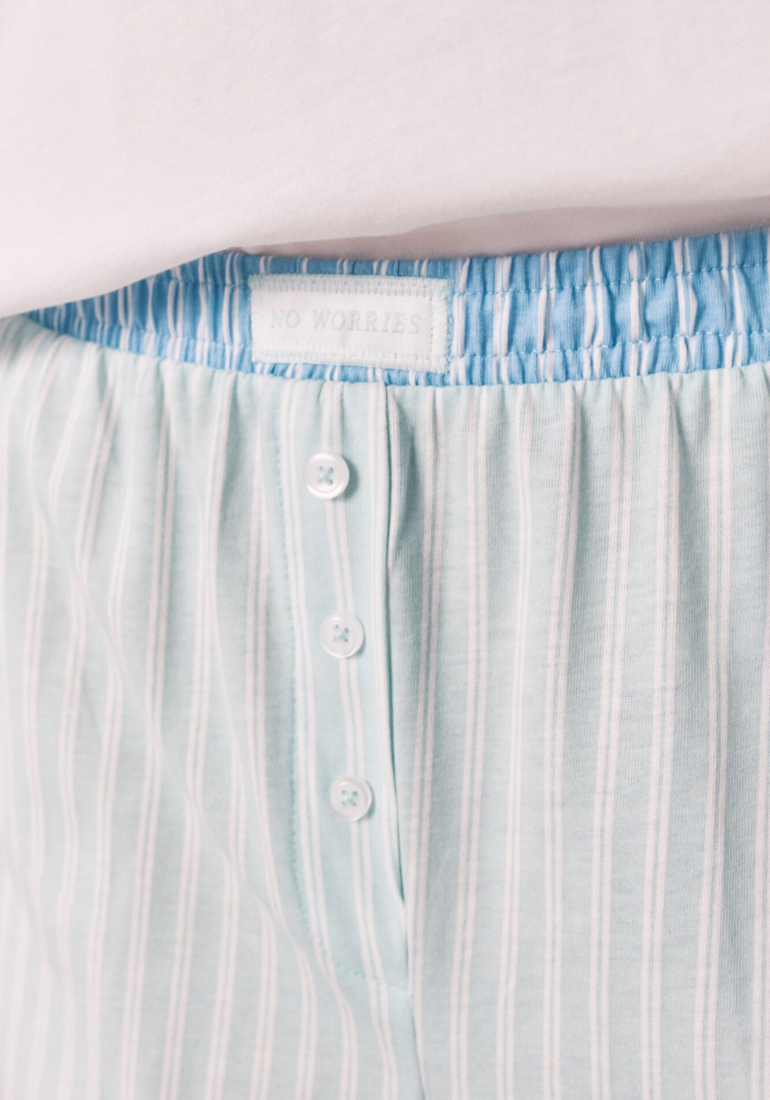 Striped Cotton Long Pyjamas - White
