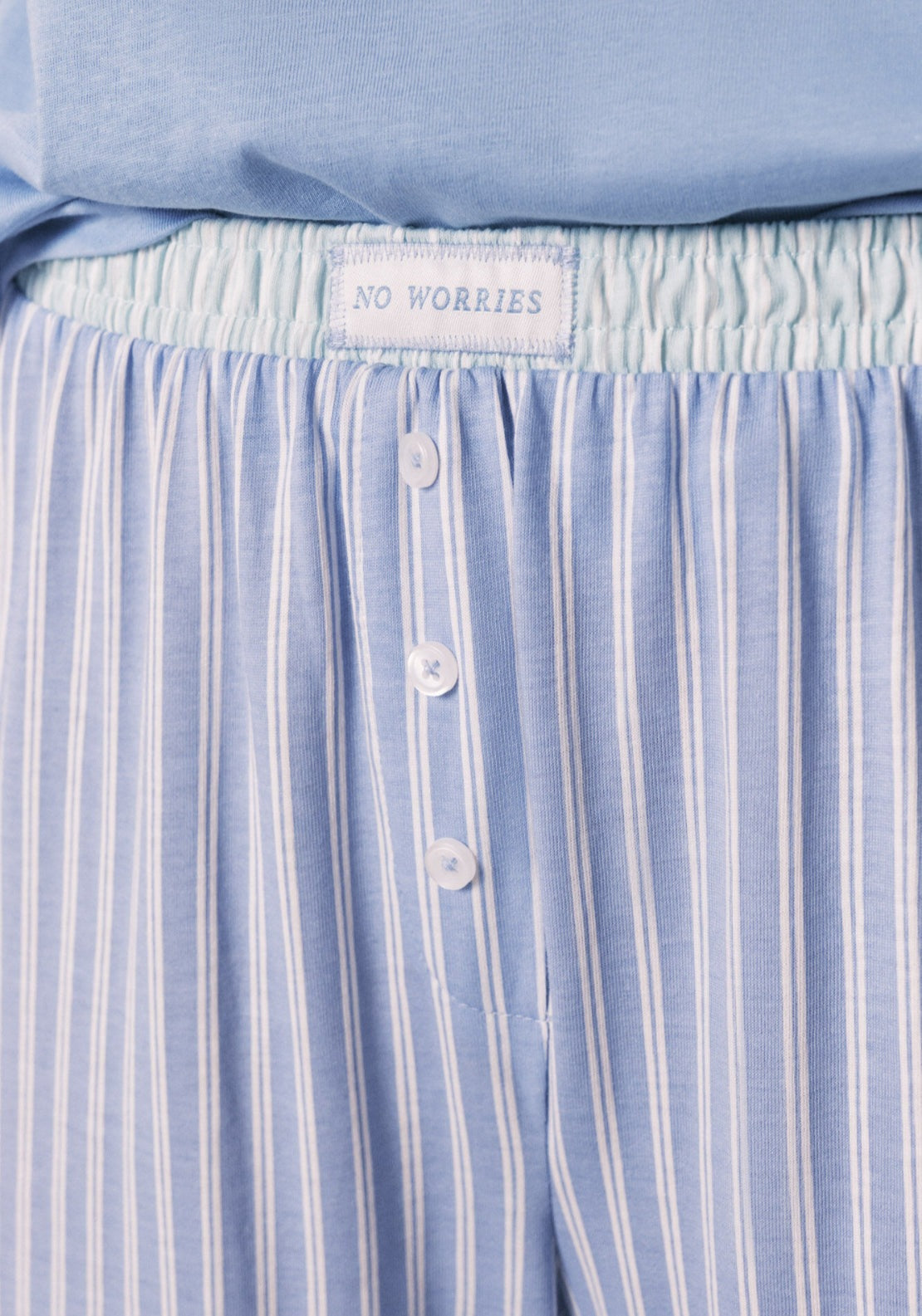 Cotton Striped Long Pyjamas - Blue