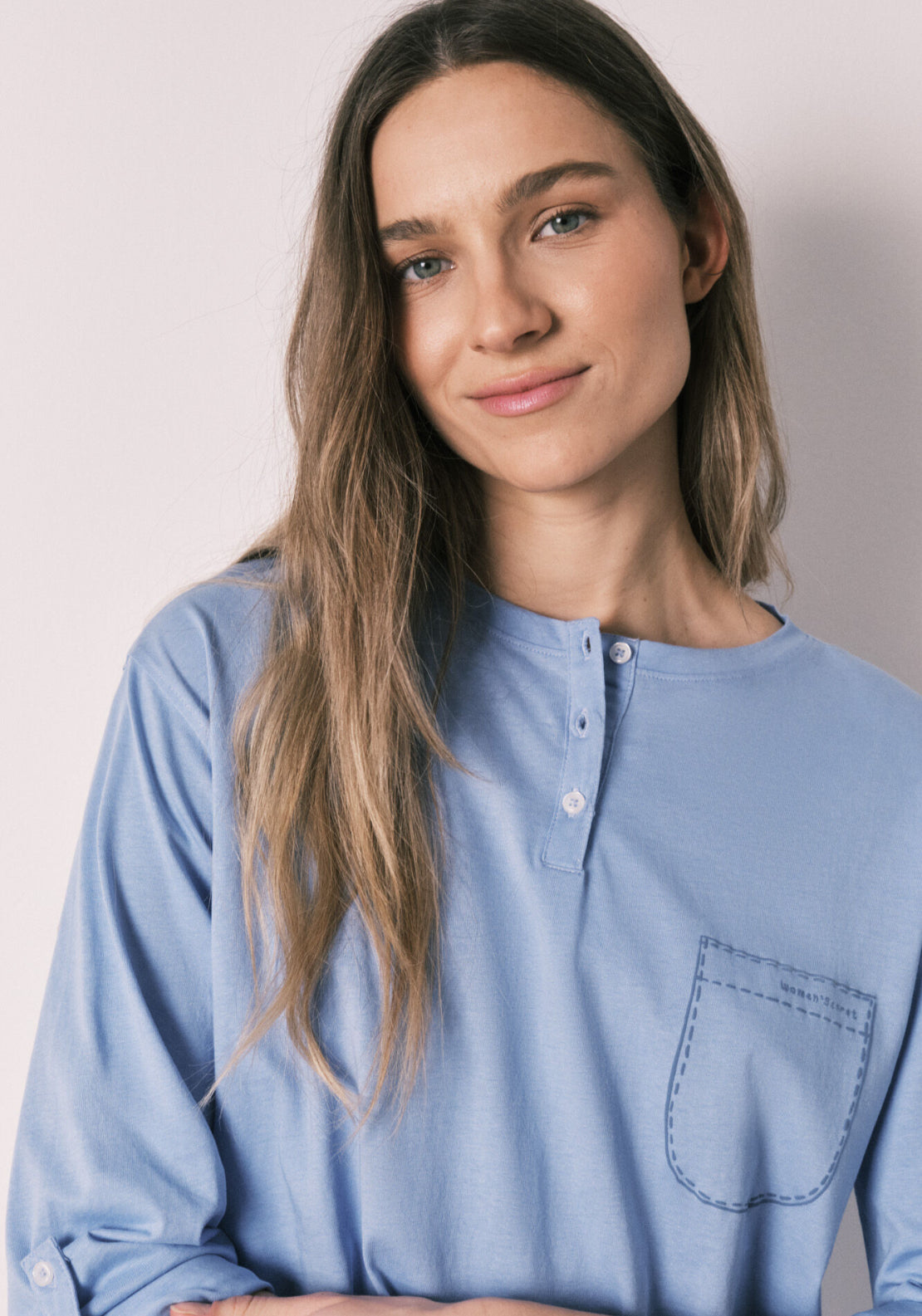 Cotton Striped Long Pyjamas - Blue