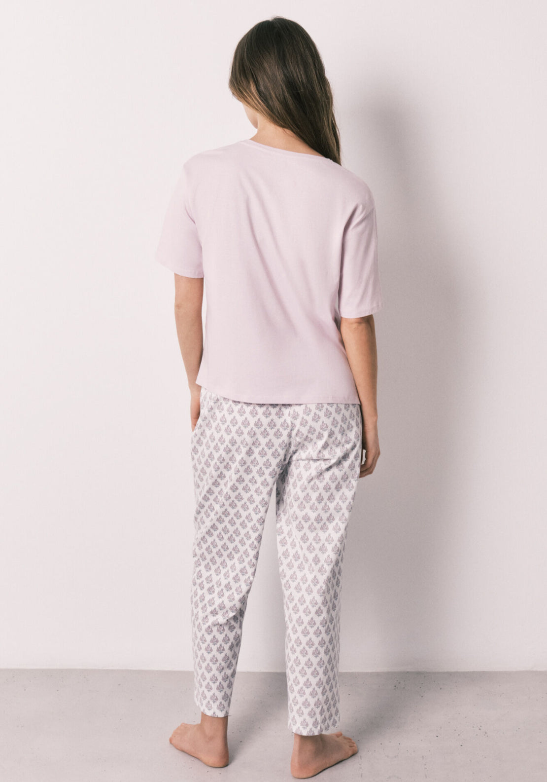 100% Cotton Stamp Print Pyjamas - Pink