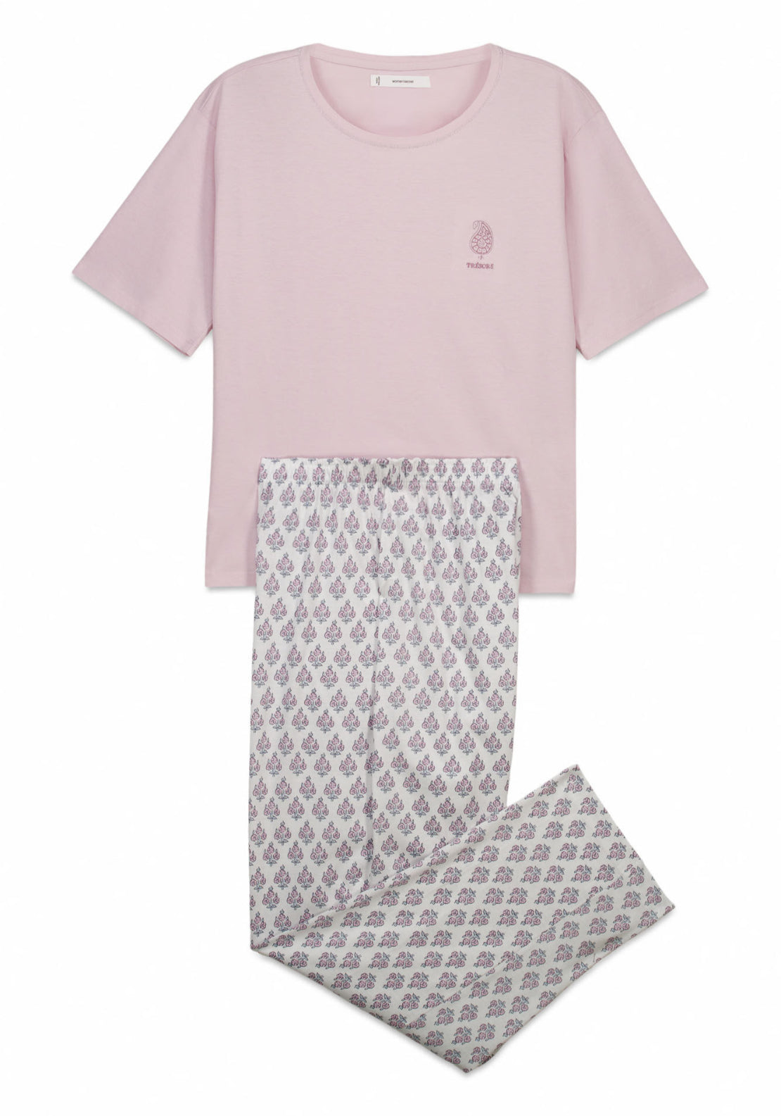 100% Cotton Stamp Print Pyjamas - Pink