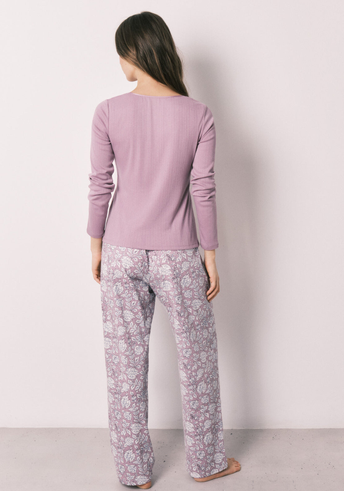 Floral Print Long Pyjamas - Pink