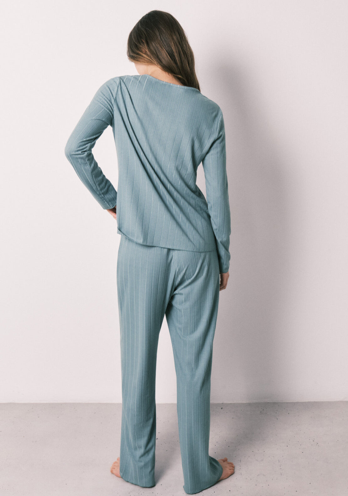 Pointelle Long Pyjamas - Blue