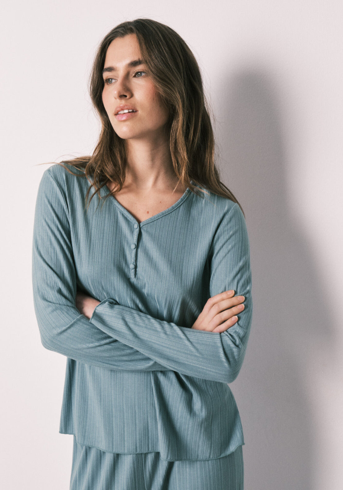 Pointelle Long Pyjamas - Blue