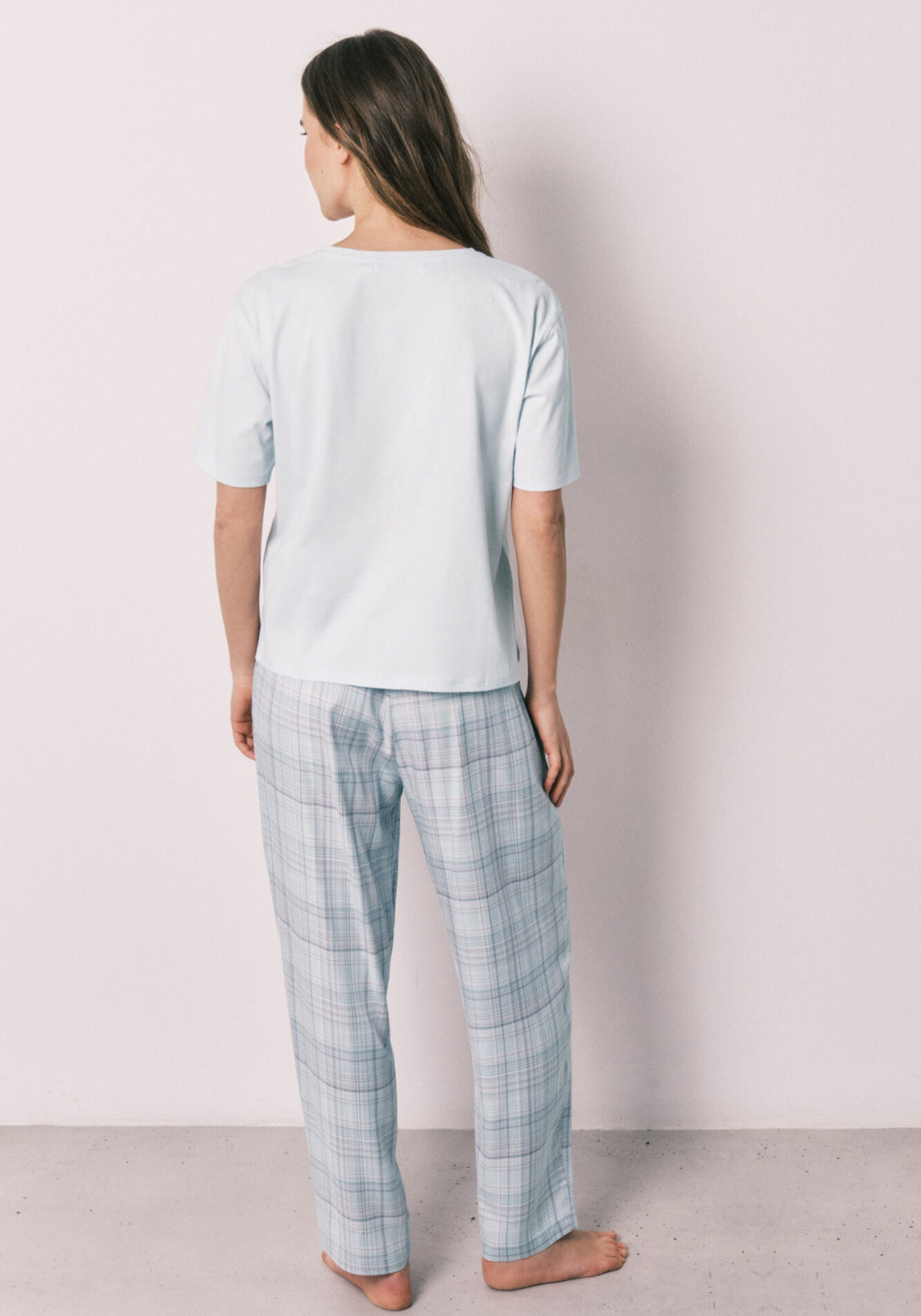 100% Cotton Plaid Pyjamas - Blue