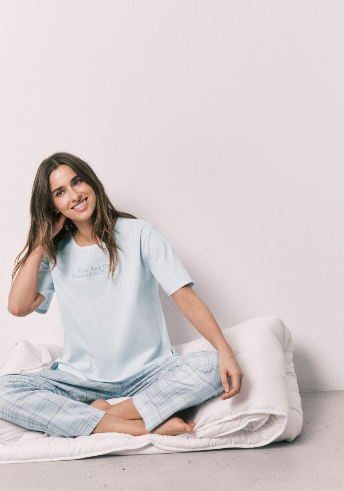100% Cotton Plaid Pyjamas - Blue