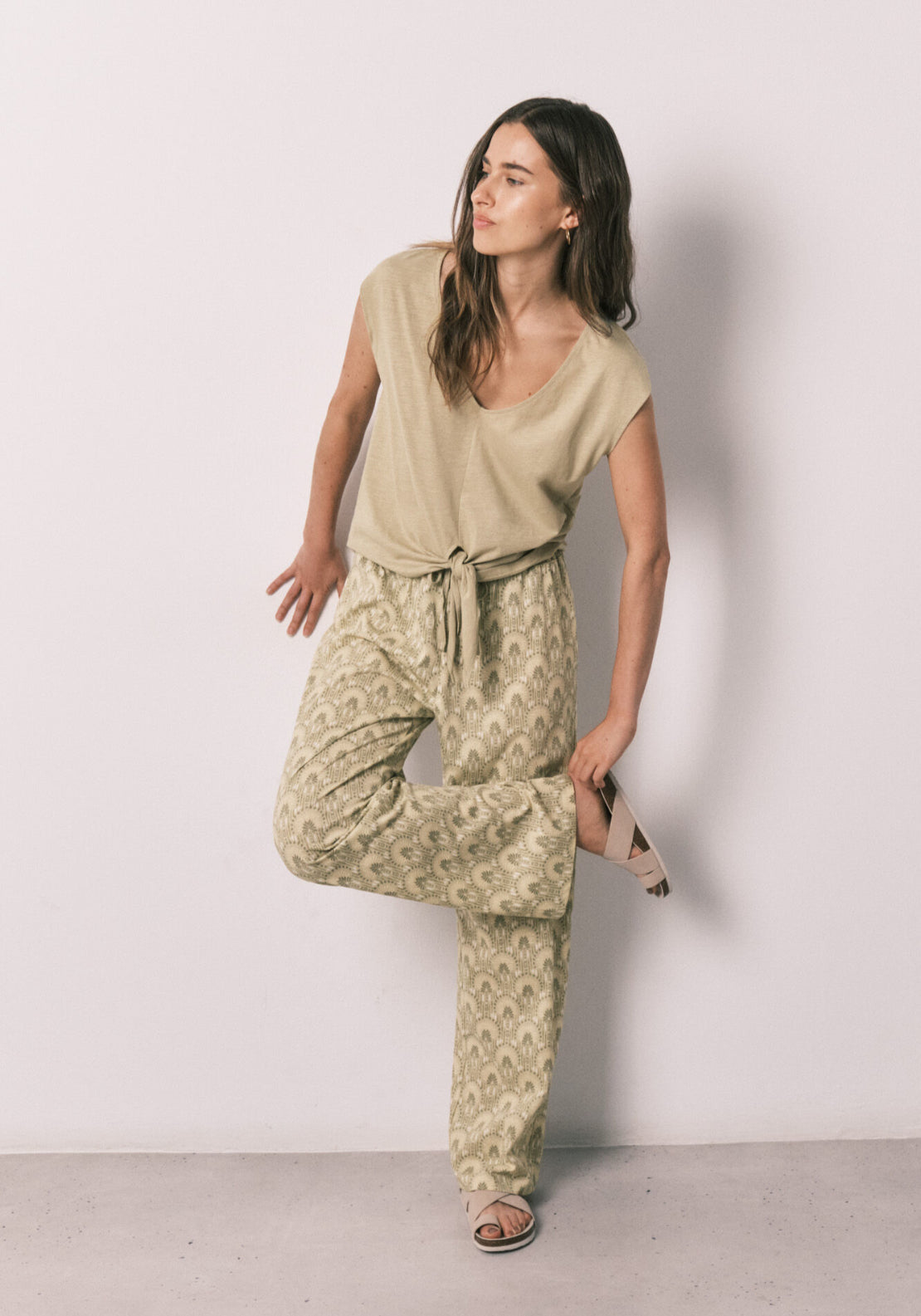 Cotton Knot Long Pyjamas - Green