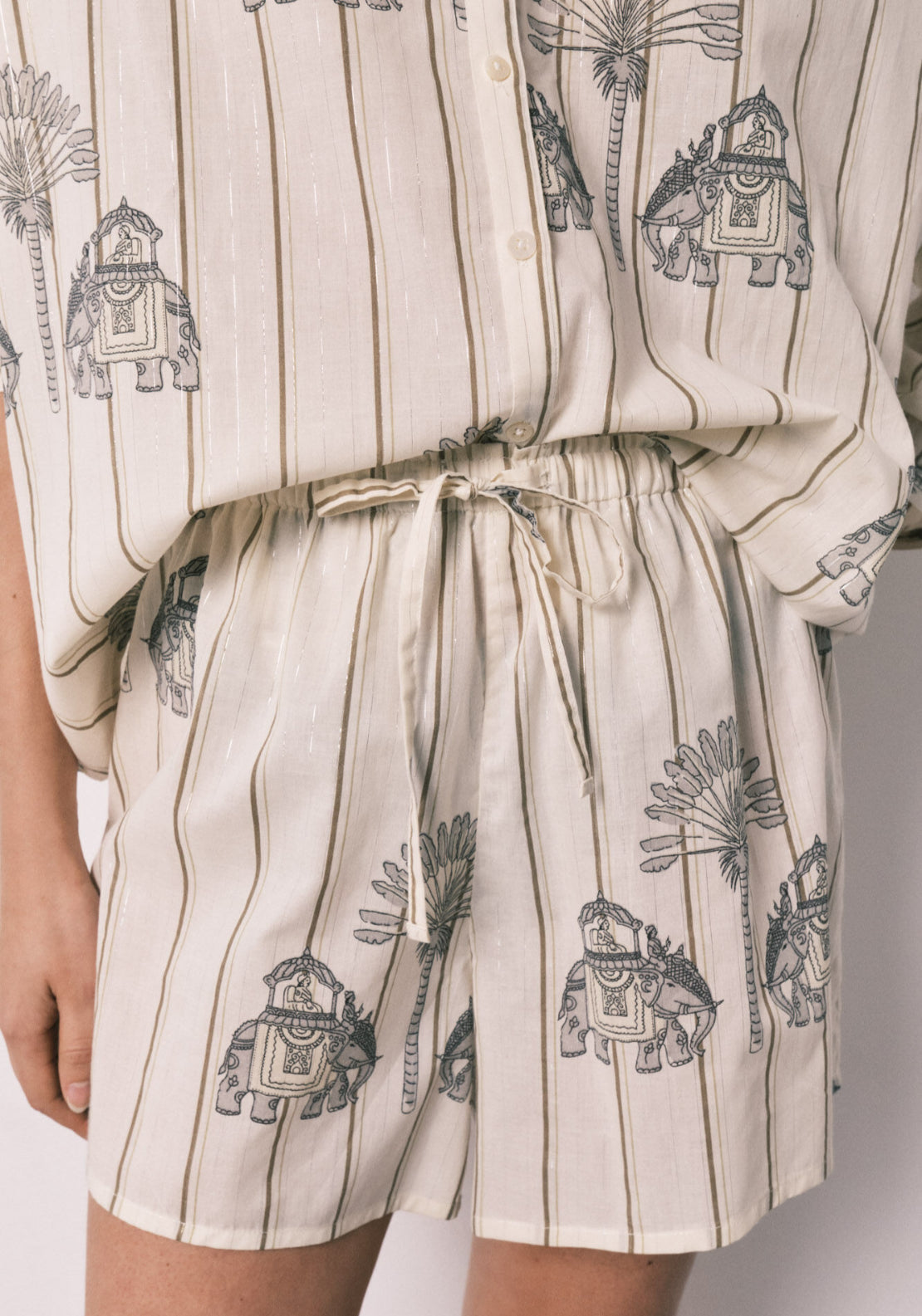 Printed Cotton Short Pyjamas - White