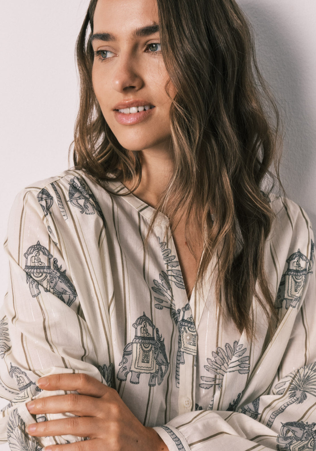 Printed Cotton Short Pyjamas - White