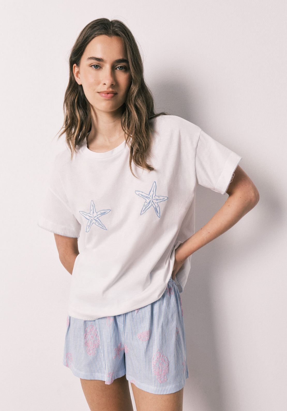 Cotton Short Pyjamas Family Collection - Blue